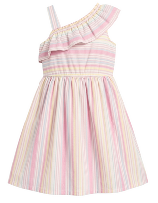 Junior Collection Girls' Ruffle Stripe Dress - Pastel Pink Mix