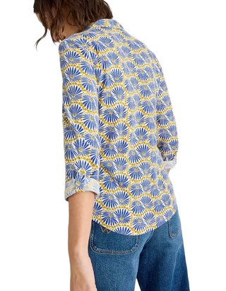 Women's Annie Jersey Abstract Floral Printed Shirt in Blue Mix