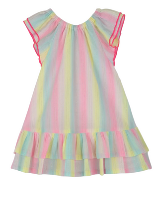Billieblush Girl's Sparkly Striped Ruffle Dress in Multicolour
