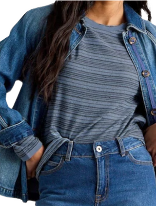 Women's Clara Long Sleeve Stripe T-Shirt in Cobalt Blue
