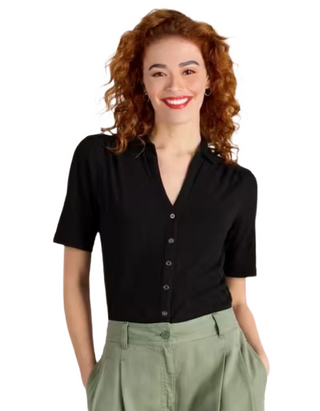Women's Short Sleeve Annie Solid Jersey Shirt - Black