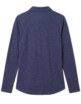 Women's Long Sleeve Jersey Shirt in Solid Navy