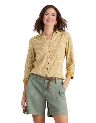 Women's Annie Jersey Spotted Print Shirt in Mustard