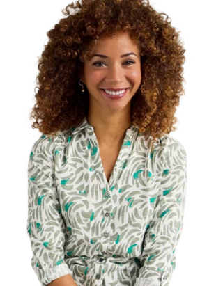 Women's Annie Jersey Stroke Printed Shirt in Green Mix
