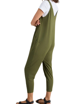 Women's Sleeveless Selina Jersey V Neck Jumpsuit in Green