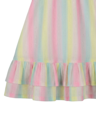 Billieblush Girl's Sparkly Striped Ruffle Dress in Multicolour