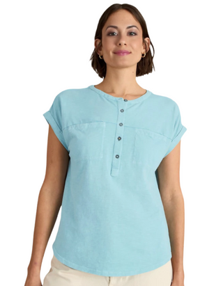Women's Short Sleeve 100% Cotton Beth Jersey Blouse in Blue