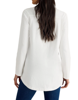 Women's Annie Embroidered Longline Shirt in White