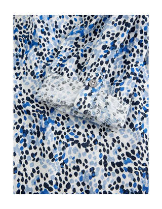 Women's Printed Annie Longline Shirt in Blue Spot