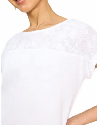 Women's Anthea Floral Embroidered Top in White