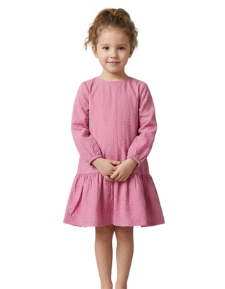 John Lewis & Partners Girls' Textured Dress in Dusty Pink