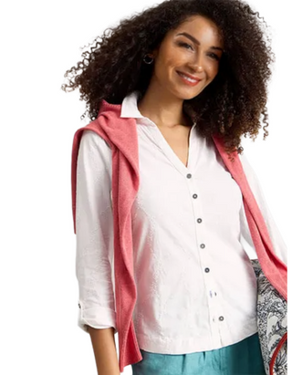 Women's Anne Embroidered Jersey Shirt in Brilliant White