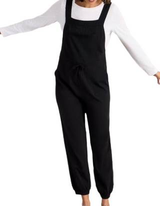 Women's Daphne Cotton Dungarees in Pure Black