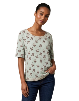 Women's Short Sleeve Embroidered Weaver Top in Green