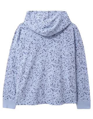 Women's Long Sleeve Printed Posy Pullover Hoodie in Blue (Imperfect)