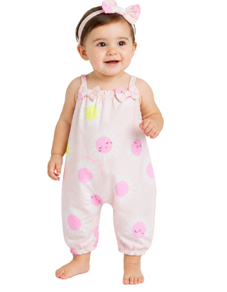 Billieblush Baby Floral Printed All-in-one Jumpsuit In Pink