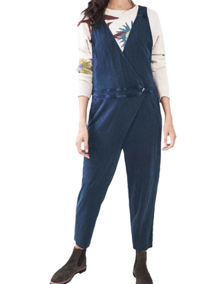 Women's Sleeveless Casual  Pleat Fairtrade Jumpsuit Navy