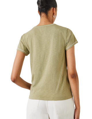 Women’s Short Sleeve Danika Stitch Detail T-Shirt in Olive Green