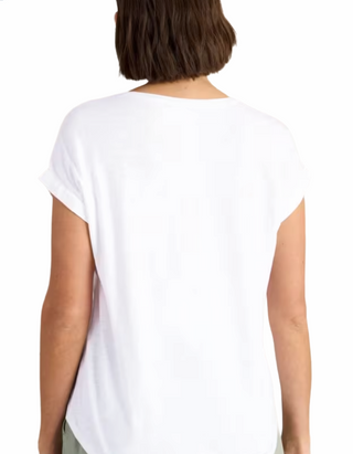 Women's Short Sleeve 100% Cotton Beth Jersey Blouse in Solid White