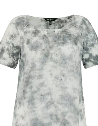 Women's Short Sleeve Embroidered Top in Grey