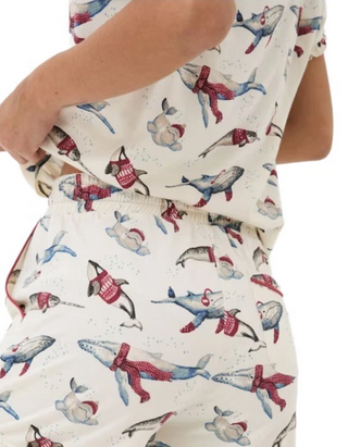 Women's Shelter Ivory Shelter Pyjama Top in Wilson Whale (Imperfect)