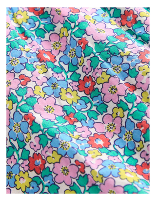 Mini Boden Kids Woven Ruffle Sleeve Romper in Multi Flowerbeds