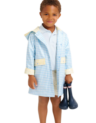 The Beaufort Bonnet Company Liquid Sunshine Slicker Raincoat in Buckhead Blue Gingham