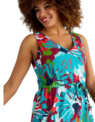 Women's Sleevless Heidi Jersey Midi Dress in Navy Multi