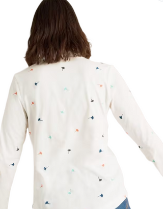 Women's Annie Jersey Embroidered Shirt in White Mix