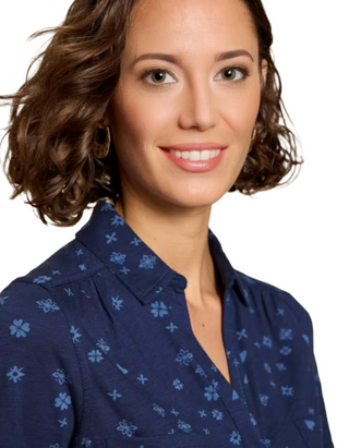 Women's Penny Pocket Jersey Shirt in Navy Print