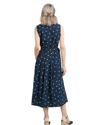 Women's Sleeveless Belle Fit-and-flare Midi Dress in Navy (IMPERFECT)