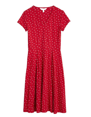 Women's Short Sleeve Pier View Jersey Dress in Red (IMPERFECT)