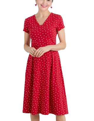 Women's Short Sleeve Pier View Jersey Dress in Red (IMPERFECT)