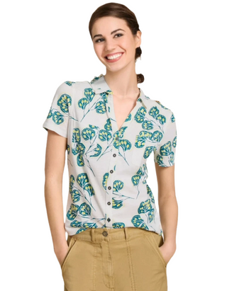 Women's Short Sleeve Penny Pocket Shirt In White Floral