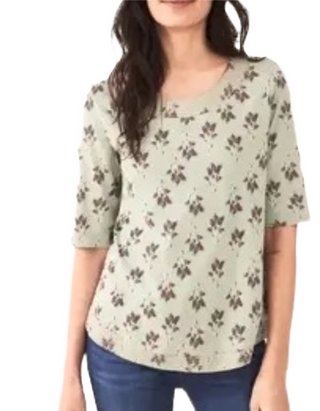 Women's Short Sleeve Embroidered Weaver Top in Green