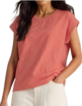 Women's Short Sleeve Betty Broderie T-Shirt in Pink (Imperfect)