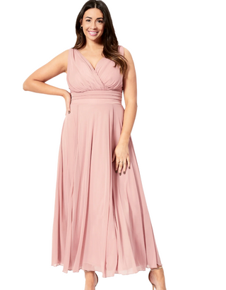 Scarlett & Jo Plus Size Nancy Marilyn Blush Pink Chiffon Maxi Dress