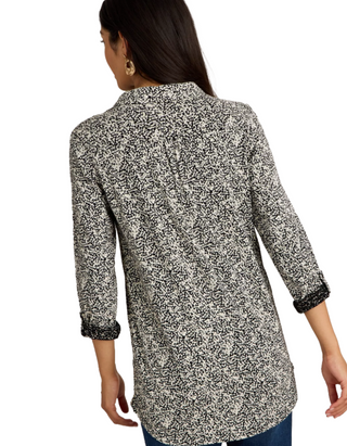 Women's Annie Longline Cotton Shirt in Black Print