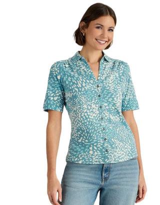 Women's Blue Annie Short Sleeve Jersey Shirt in Blue Print