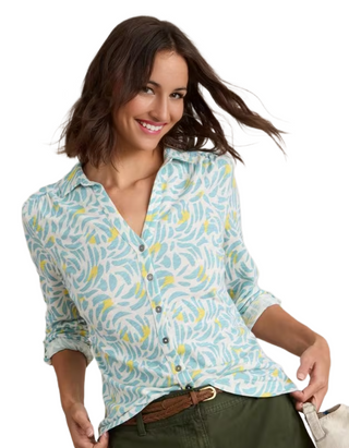 Women's Annie Jersey Stroke Printed Shirt in White Mix