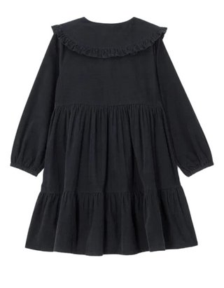 Girl's Long Sleeve Corduroy Tiered Dress in Black