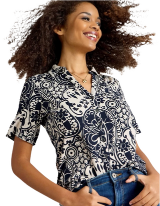 Women's Annie Short Sleeve Jersey Shirt in Navy (Imperfect)