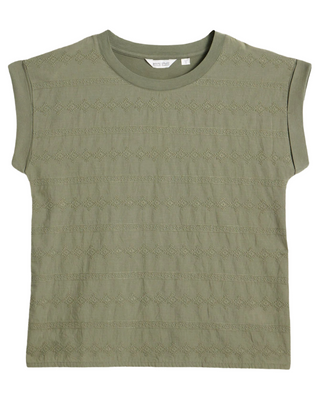 Women's Short Sleeve Betty Broderie T-Shirt in Green