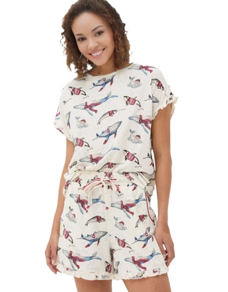Women's Shelter Ivory Shelter Pyjama Top in Wilson Whale (Imperfect)