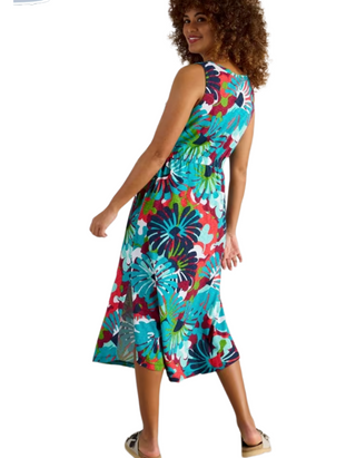 Women's Sleevless Heidi Jersey Midi Dress in Navy Multi