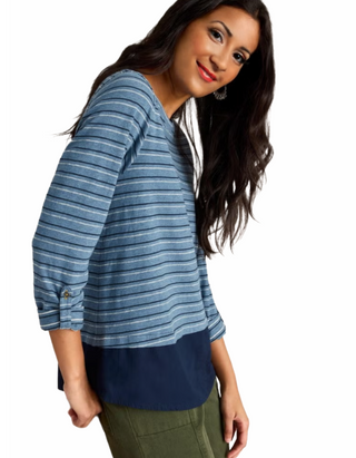 Women's Striped Jenny Jersey Tunic in Blue Mix