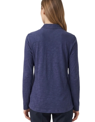 Women's Long Sleeve Jersey Shirt in Solid Navy
