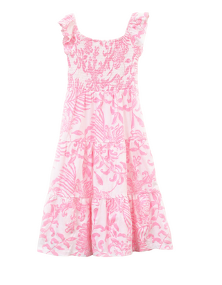 Lilly Pulitzer Girls' Mini Jilly Midi Dress in Rousseau Pink Glisten In The Sun