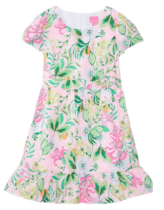 Lilly Pulitzer Girls' Floral Alexandra Dress in Multi Bloom Pink