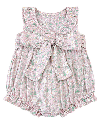 Little English Baby Floral Bloom Bubble Romper in Pink